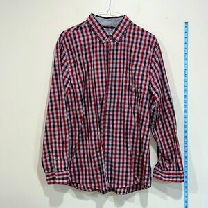 Men’s Red Plaid Button Down Shirt By Lee. Size Extra Large
